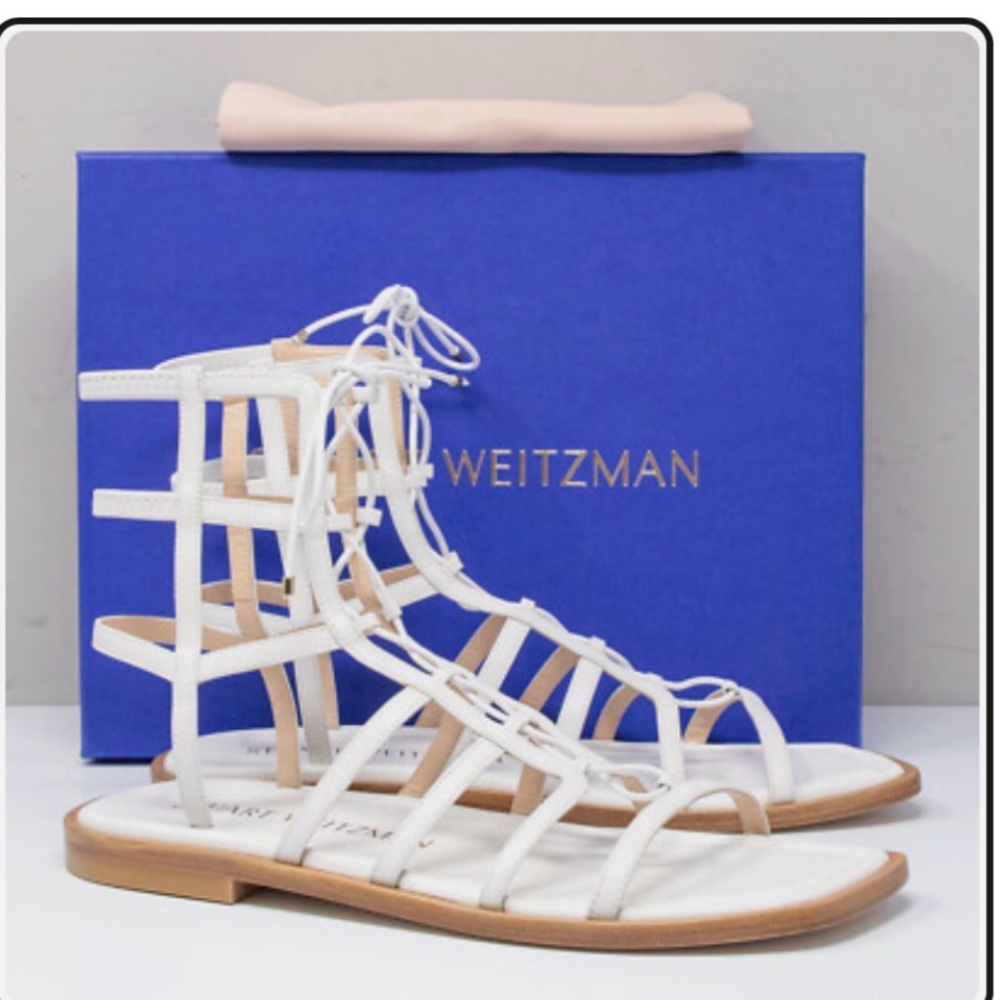 Stuart Weitzman White Gladiator Sandals